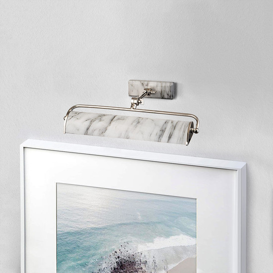 Elstead Winchfield Bilderleuchte E14 2-fach Poliertes Nickel & Weißer Marmoreffekt Nickel poliert und weiße Marmor Optik