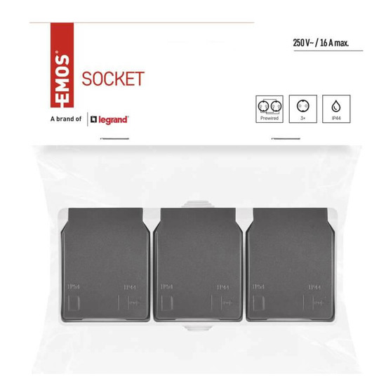 Emos Steckdose 3-fach IP44 Aufputz Grauschwarz A1396.5