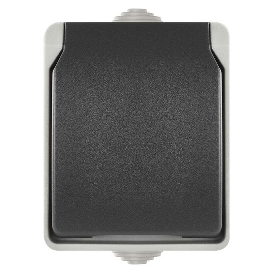 Emos Steckdose 1-fach IP44 Aufputz Grauschwarz A1396