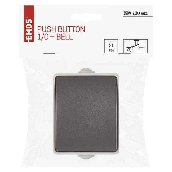 Emos Schalter Taster IP54 Aufputz Grauschwarz A1399