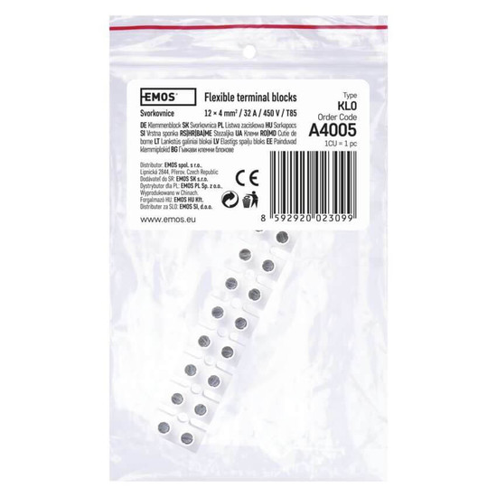 Emos Lüsterklemme 12-fach 1-4mm² 32A Weiß A4005