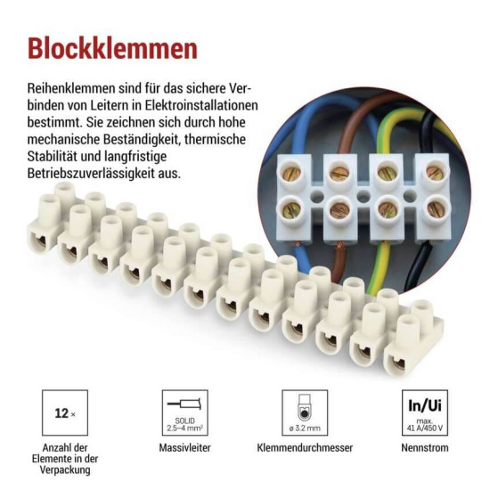 Emos Lüsterklemme 12-fach 2,5-4mm² 32A PP Weiß A4101