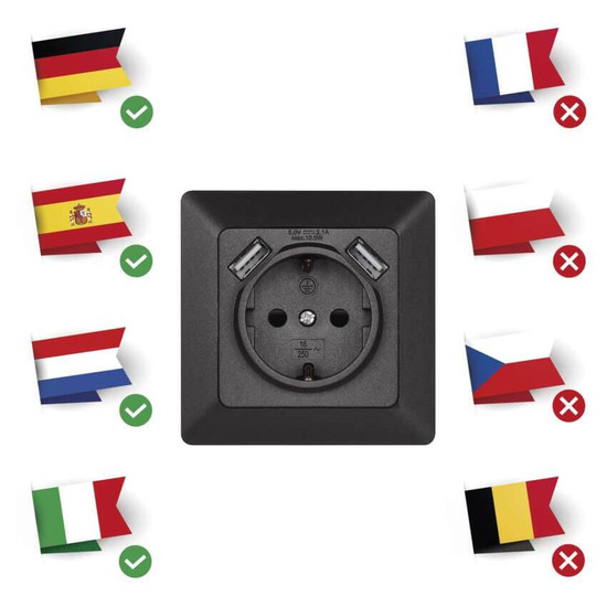 Emos Steckdose mit USB 2,1A 16A Anthrazit A6000.3