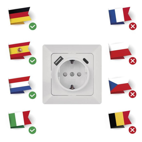 Emos Steckdose mit USB-A+USB-C 3A Schnellladen Weiß A6000.5