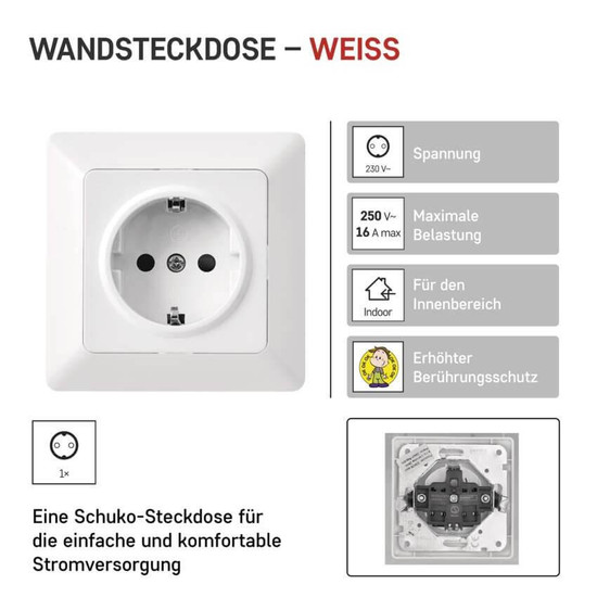 Emos Steckdose 1-fach 16A Weiß glänzend A6002.0