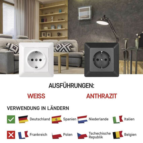 Emos Steckdose 1-fach 16A Anthrazit A6002.2