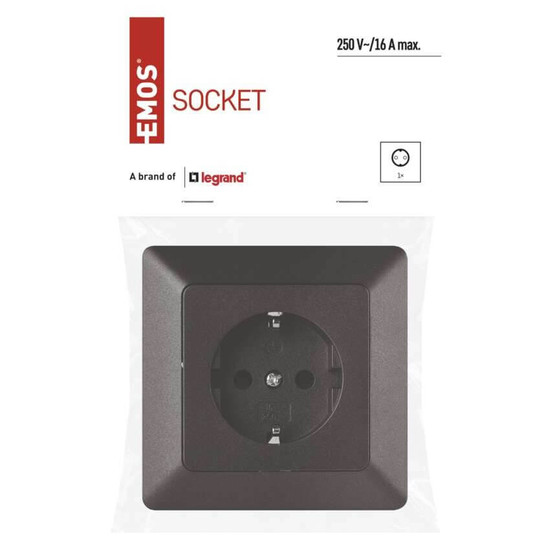 Emos Steckdose 1-fach 16A Anthrazit A6002.2