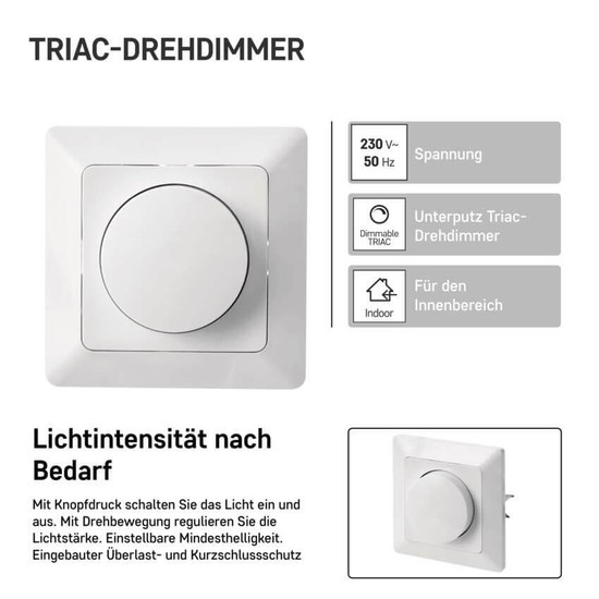 Emos Installationszubehör Dimmer für LED 3-100W Weiß glänzend A6003.0