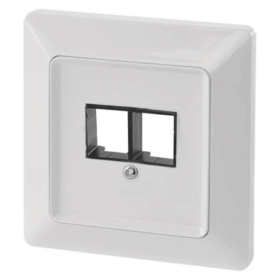 Emos Steckdosenabdeckung für 2x RJ45 doppelt Weiß glänzend A6004.4