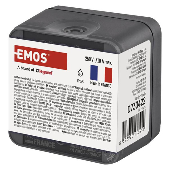 Emos Schalter Cyklone Wechselschalter IP55 Grau D730422