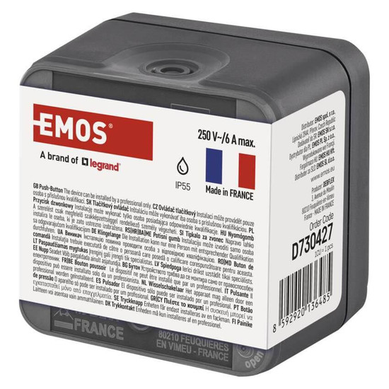 Emos Schalter Cyklone Klingeltaster IP55 Grau D730427