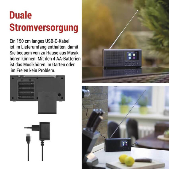 Emos Radio tragbar Bluetooth DAB+ FM Schwarz E0090