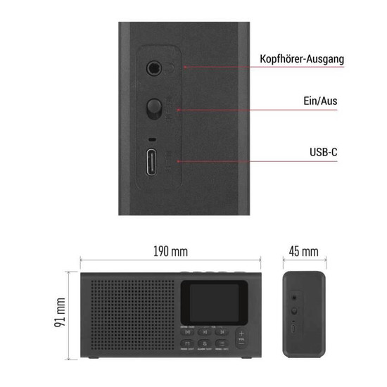 Emos Radio tragbar Bluetooth DAB+ FM Schwarz E0090