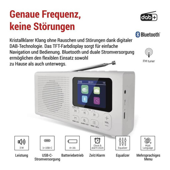 Emos Radio tragbar Bluetooth DAB+ FM Weiß E0091