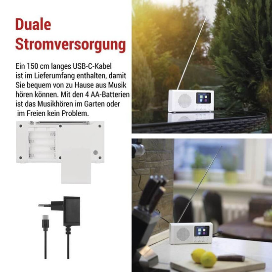 Emos Radio tragbar Bluetooth DAB+ FM Weiß E0091