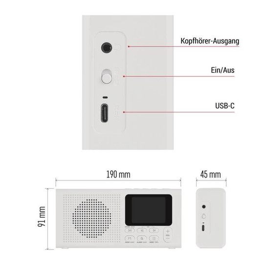 Emos Radio tragbar Bluetooth DAB+ FM Weiß E0091