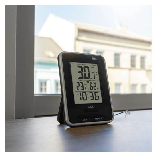 Emos Digitales Thermometer mit Hygrometer kabelgebundener Sensor Wecker E0121