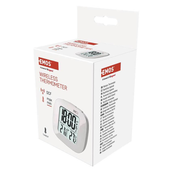 Emos Digitales Thermometer mit Funk-Sensor Wecker Funkuhr bis 30m E0127