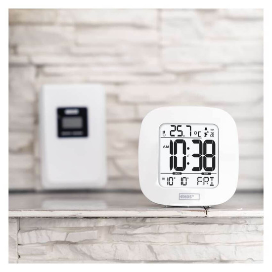 Emos Digitales Thermometer mit Funk-Sensor Wecker Funkuhr bis 30m E0127