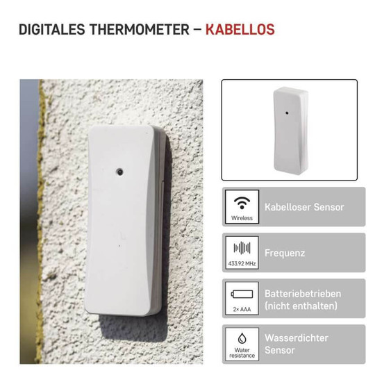 Emos Digitales Thermometer mit Funk-Sensor bis 80m E0129