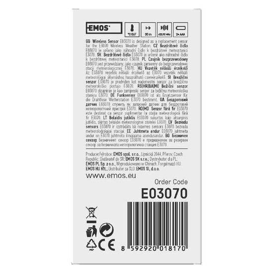 Emos Funksensor für E3070 433MHz bis 30m E03070