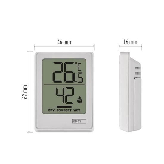 Emos Digitales Thermometer mit Hygrometer Funk-Sensor Magnethalterung E0345