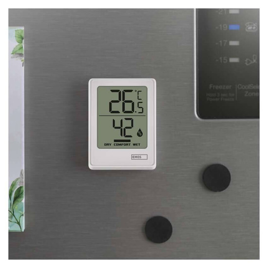 Emos Digitales Thermometer mit Hygrometer Funk-Sensor Magnethalterung E0345