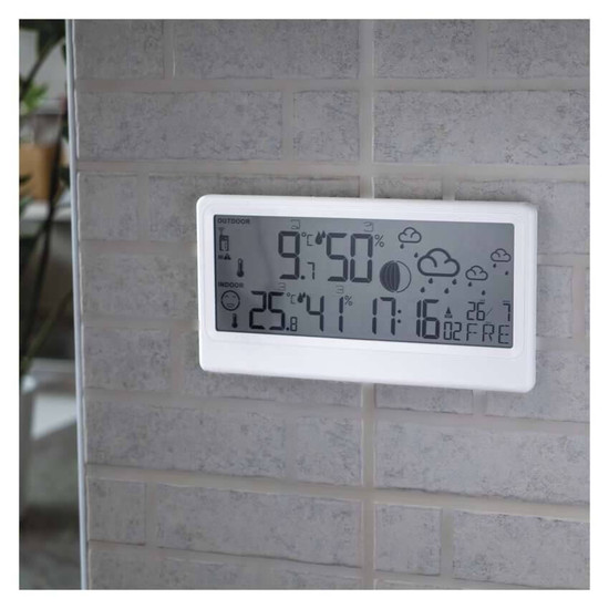 Emos Wetterstation ohne Netzteil Funkuhr Wandhalterung bis 80m E0531