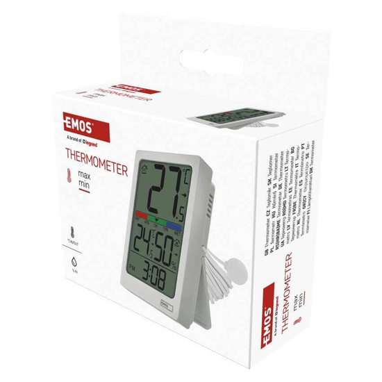 Emos Digitales Thermometer mit Hygrometer kabelgebundener Sensor Quarzuhr E0558P