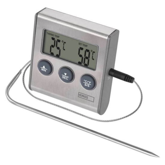 Emos Digitales Thermometer Grillthermometer mit Timer bis 250°C E2157