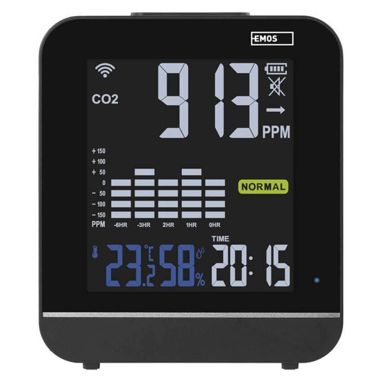 Emos Luftqualitätsmonitor GoSmart WiFi CO2 400-5000ppm Farbdisplay E30300