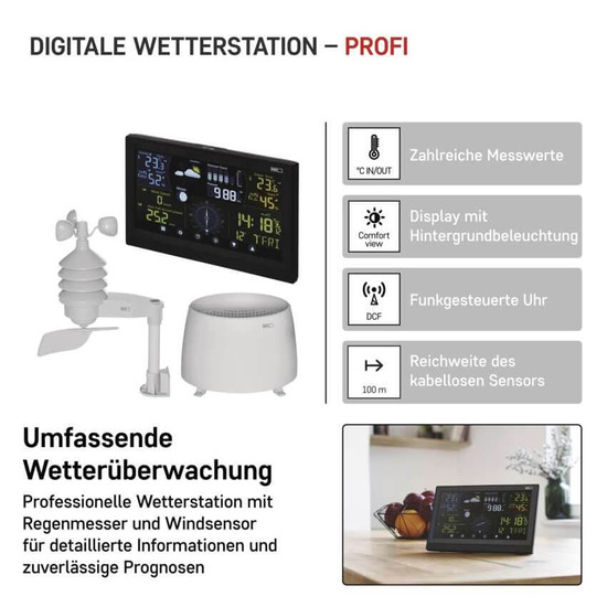 Emos Wetterstation mit Barometer und Windmesser bis 100m E6016