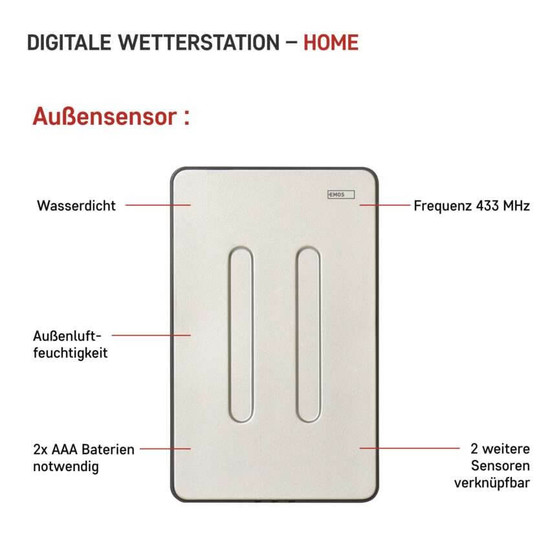 Emos Wetterstation mit Barometer Mondphase Funkuhr bis 100m E6018