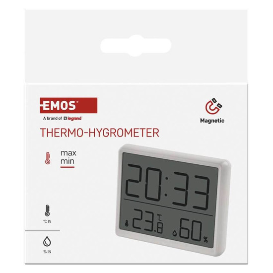 Emos Digitales Thermometer mit Hygrometer Funk-Sensor Wecker Datum E6210