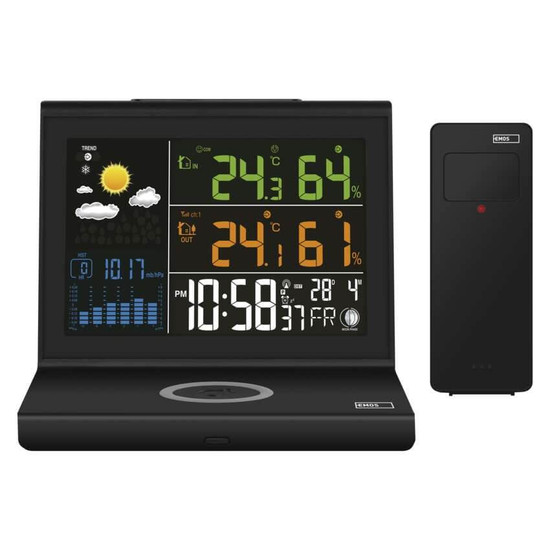 Emos Wetterstation mit kabelloser Ladefläche Barometer bis 100m E8010