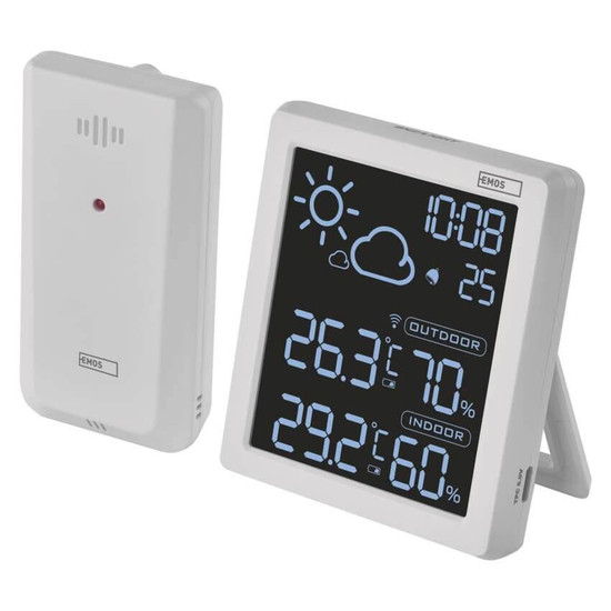 Emos Wetterstation mit Quarzuhr USB-C bis 50m E8647W