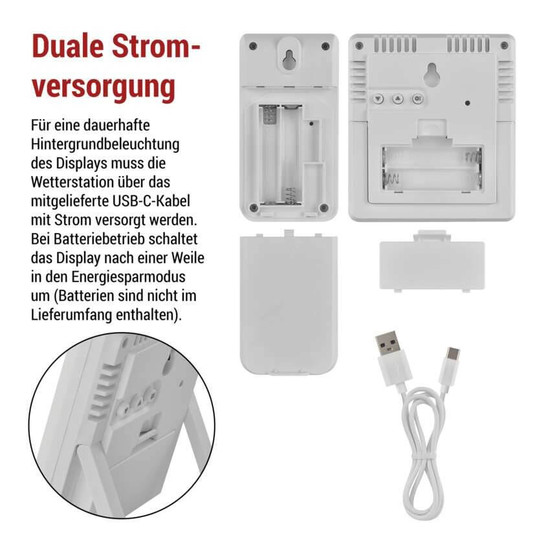 Emos Wetterstation mit Quarzuhr USB-C bis 50m E8647W