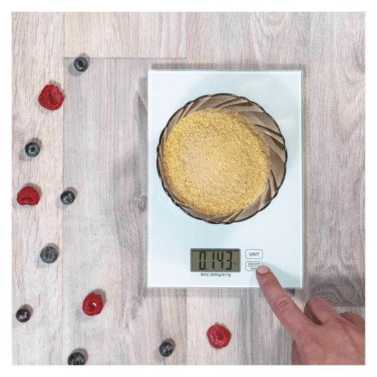 Emos Küchenwaage 5kg 1g gehärtetes Glas Weiß EV014