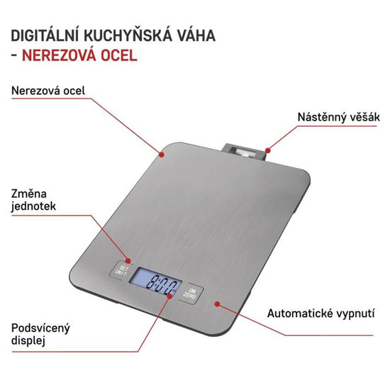 Emos Küchenwaage 15kg 1g Edelstahl Silber EV023