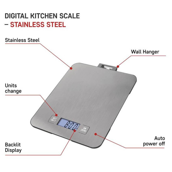 Emos Küchenwaage 15kg 1g Edelstahl Silber EV023