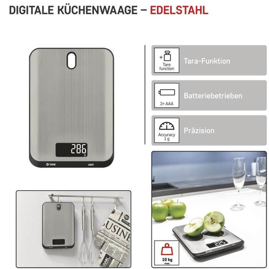 Emos Küchenwaage 10kg 1g Edelstahl Silber EV026
