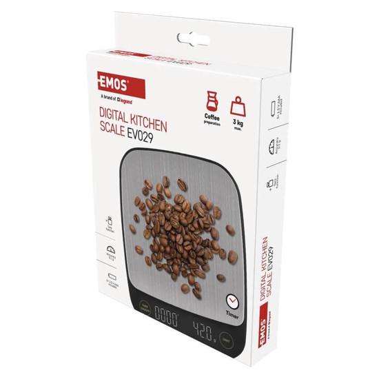 Emos Küchenwaage 3kg 0,1g ABS Edelstahl Schwarz EV029