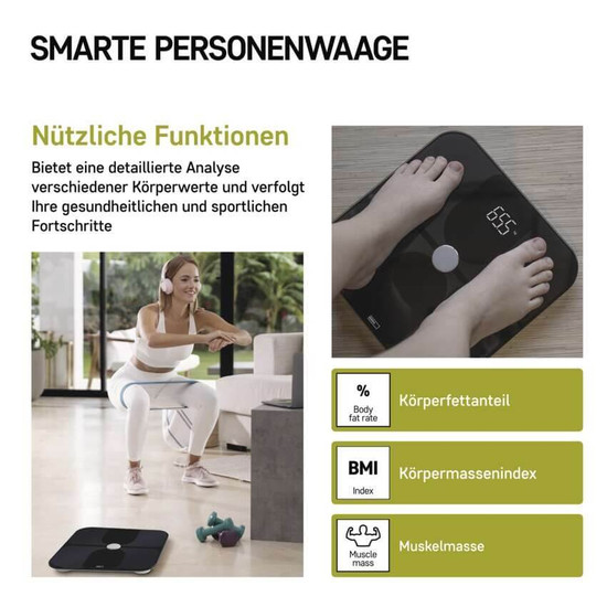 Emos Personenwaage GoSmart Bluetooth 180kg BMI 10 Nutzer EV112