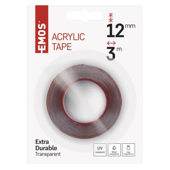 Emos Doppelseitiges Klebeband Acryl 12mm 3m Transparent F6060