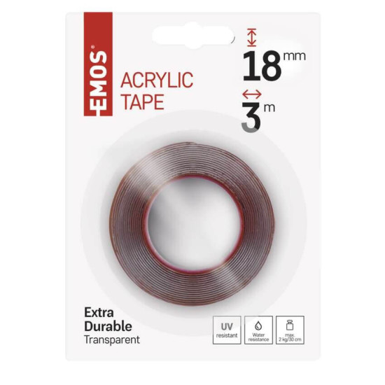 Emos Doppelseitiges Klebeband Acryl 18mm 3m Transparent F6080