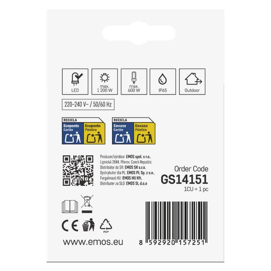 Emos Bewegungsmelder PIR 12m IP65 1200W 92x76mm Weiß GS14151