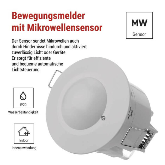 Emos Bewegungsmelder Mikrowelle 8m 1200W 75x75mm Weiß GS22111