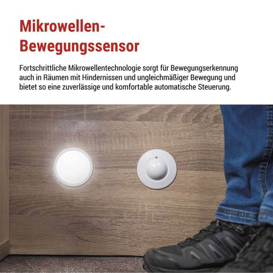 Emos Bewegungsmelder Mikrowelle 8m 1200W 75x75mm Weiß GS22111