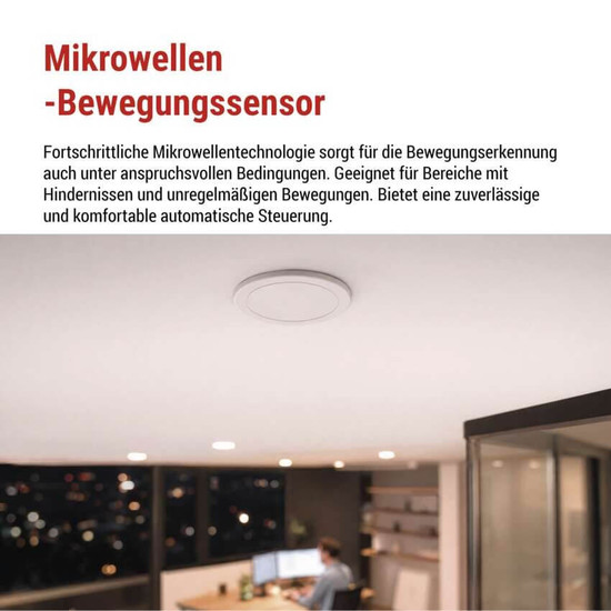 Emos Bewegungsmelder Präsenzmelder 24GHz 6m 2000W Weiß GS32111