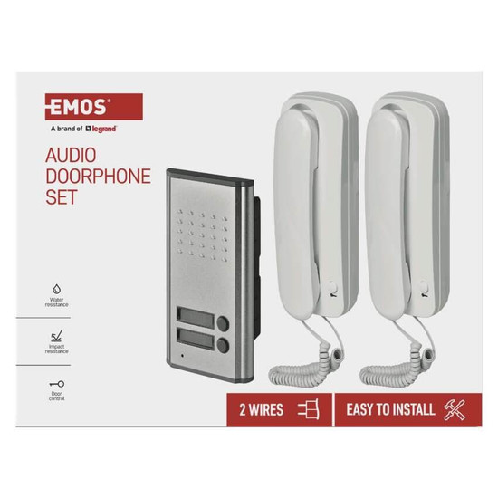 Emos Türsprechanlage verkabelt 2 Teilnehmer Unterputz Metall H1086